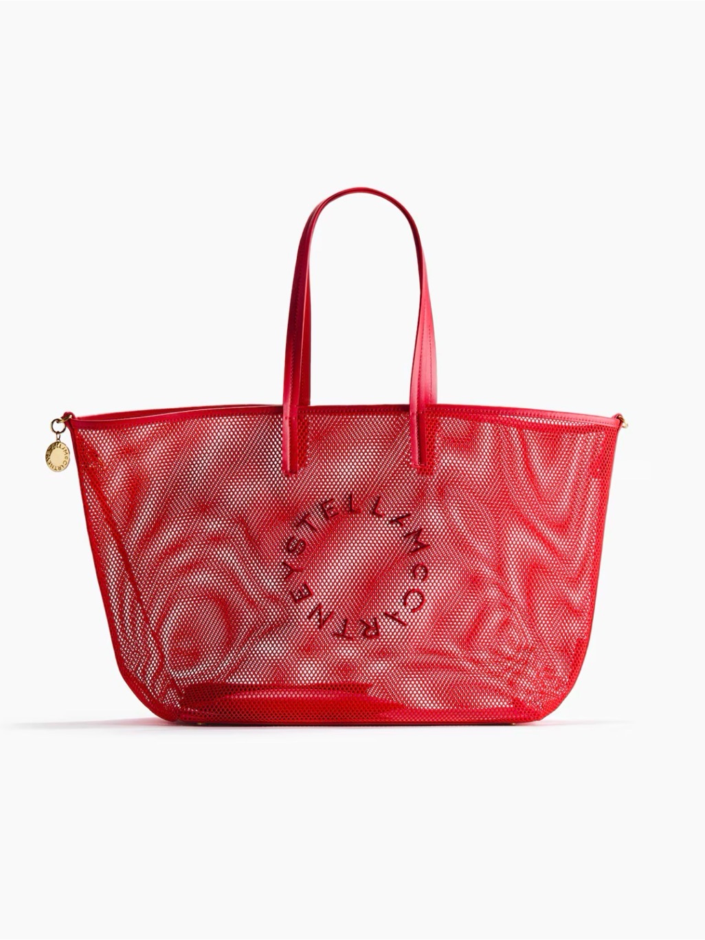 Stella Mccartney Bright Red Mesh Tote With Logo